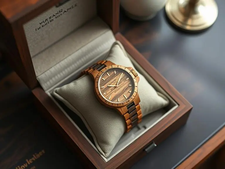 Elegant Engraved Wooden Wrist Watch