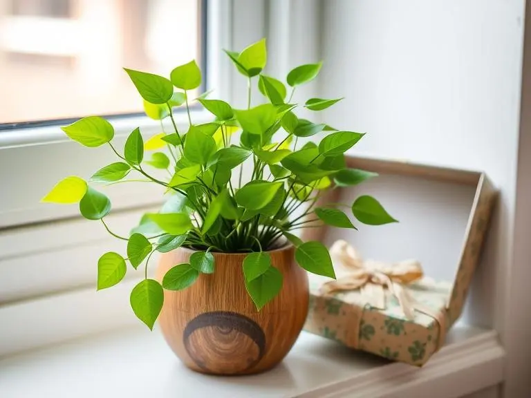 Artificial Potted Plant in Ceramic Wood Grain Pot