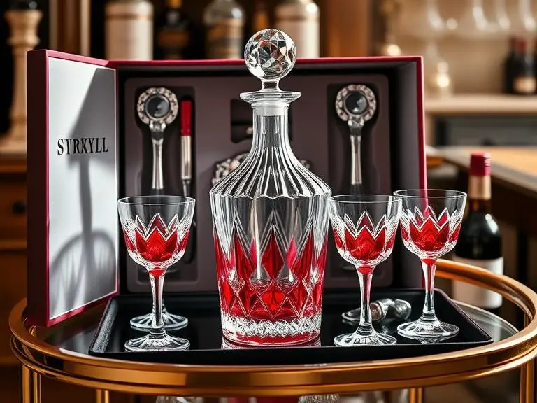 Crystal Ruby Red Decanter Set