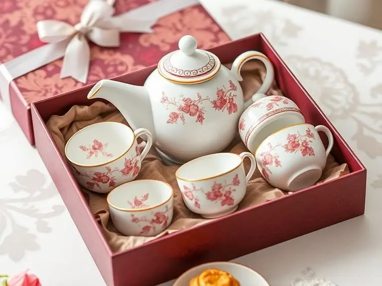 Ruby Red Tea Set Porcelain