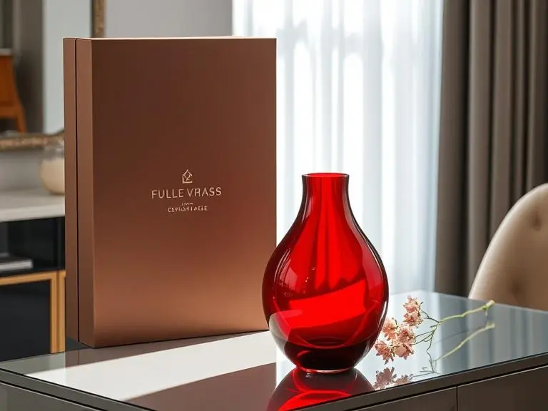 Ruby Red Decorative Glass Vase