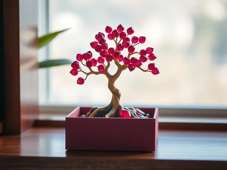 Ruby Red Gemstone Tree Sculpture
