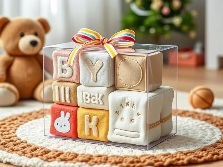 Soft, squeezable baby building blocks