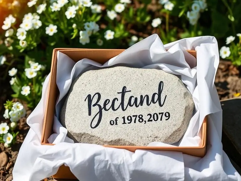 Personalized Pet Memorial Stone in a garden