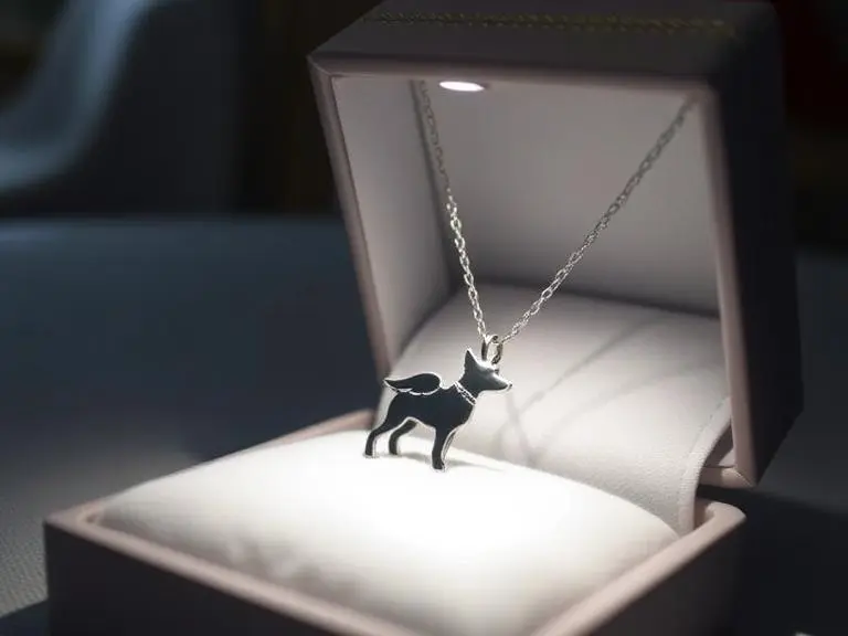 Dog Angel Wings Necklace with paw print