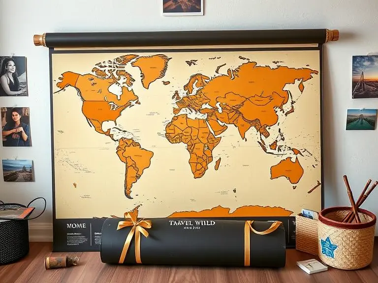 Scratch-off world map poster for tracking travels
