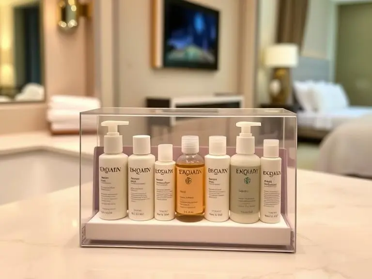 Travel size toiletry bottle set in clear case