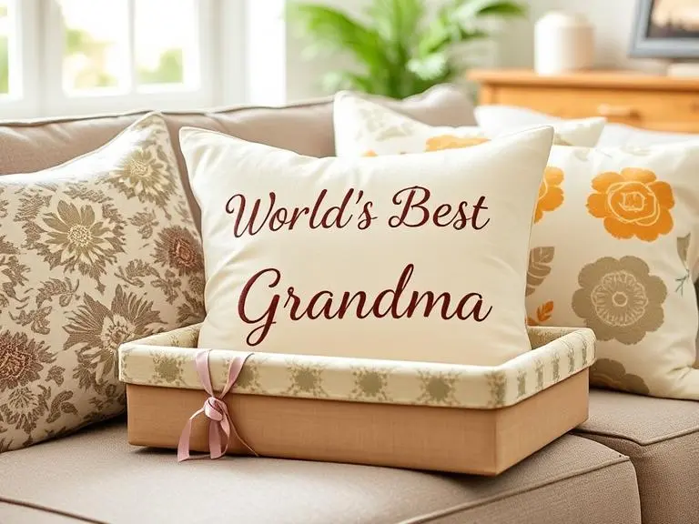 Throw pillow cover with 'World's Best Grandma' text
