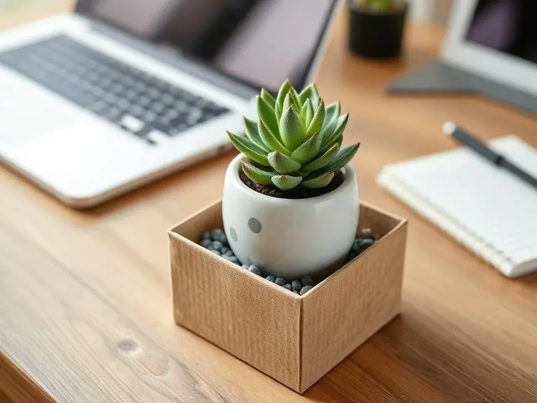 Mini Desk Succulent with Ceramic Pot