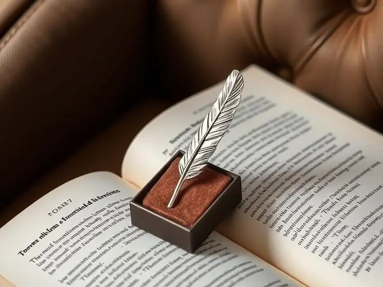 Engraved Metal Feather Bookmark