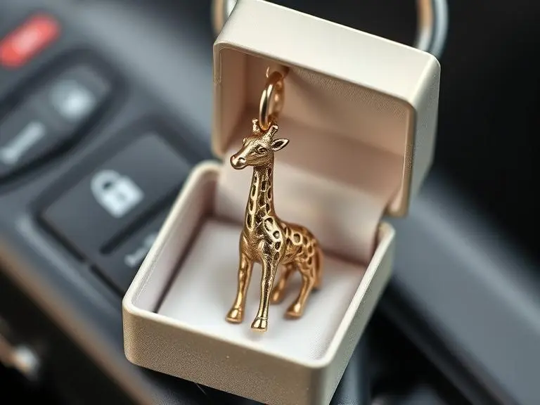 Metal Giraffe Figure Keychain Charm