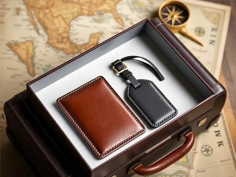 Leather Passport Holder Travel Set