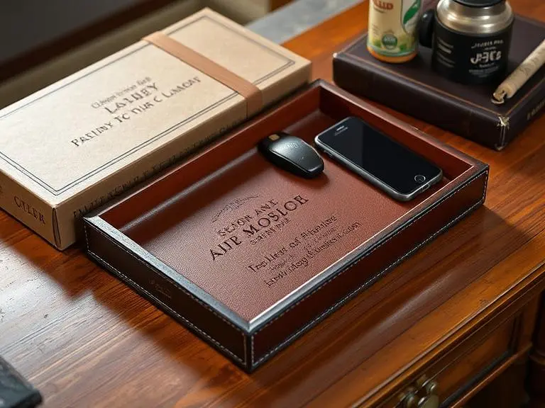 Custom Engraved Leather Valet Tray