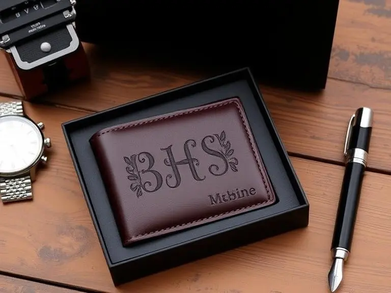 Engraved Leather Wallet