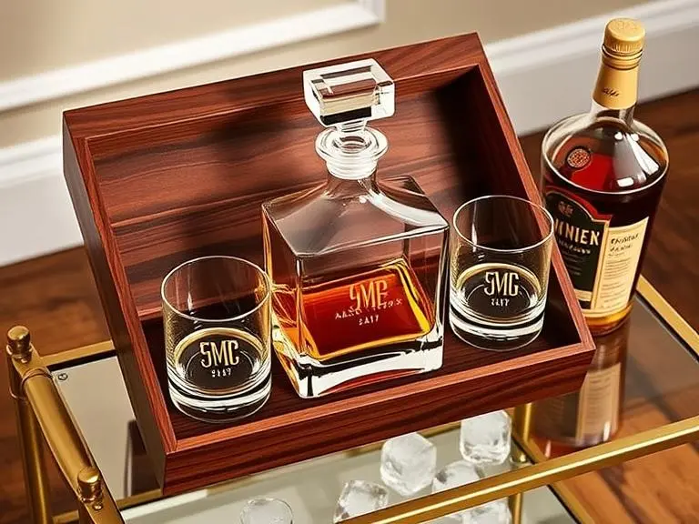 Custom Monogrammed Whiskey Decanter Set