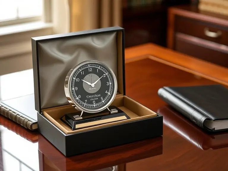 Engraved Crystal Desk Clock Anniversary