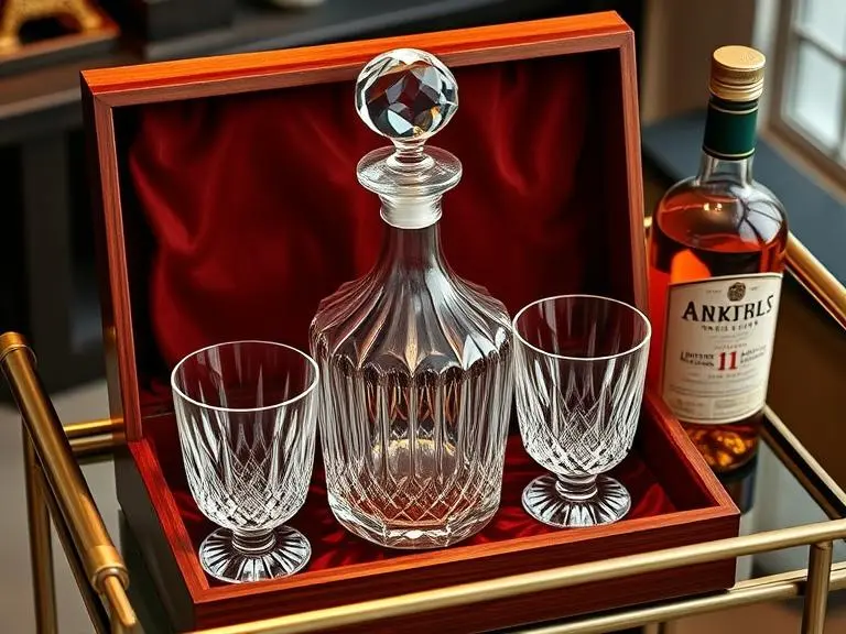 Crystal Whiskey Decanter and Glass Set