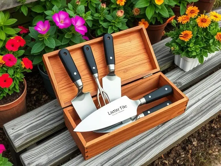 Gardening Tool Set with Engraved Trowel