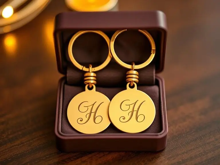 Matching Golden Keychains for Couples