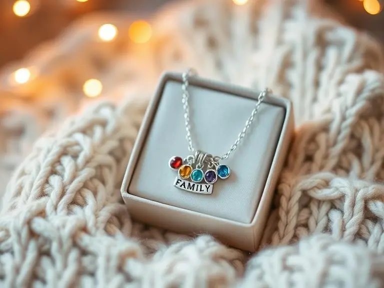 Personalized Family Birthstone Necklace - Sentimental Gift for Mum