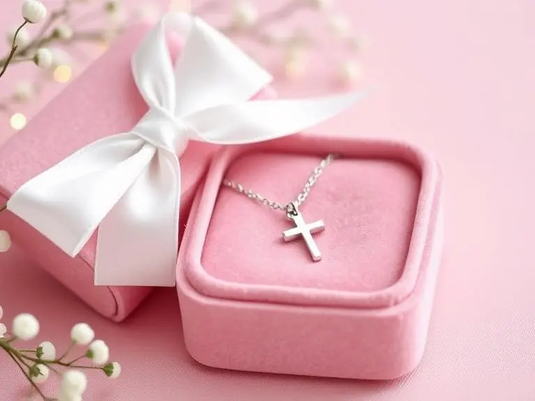 Baby Girl Personalized Silver Cross Necklace