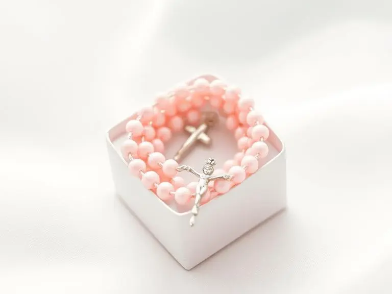 Baby Girl Rosary Pink Beads