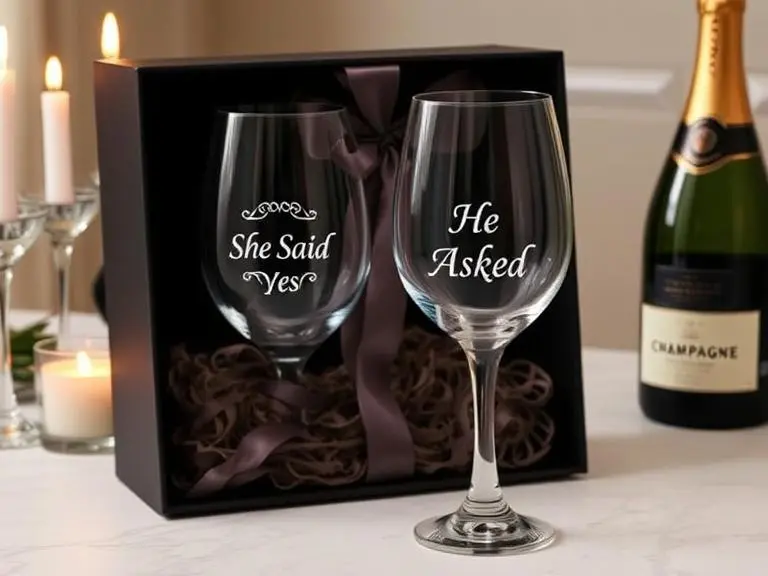 Engraved 'She Said Yes' Wine Glasses (Set of 2)
