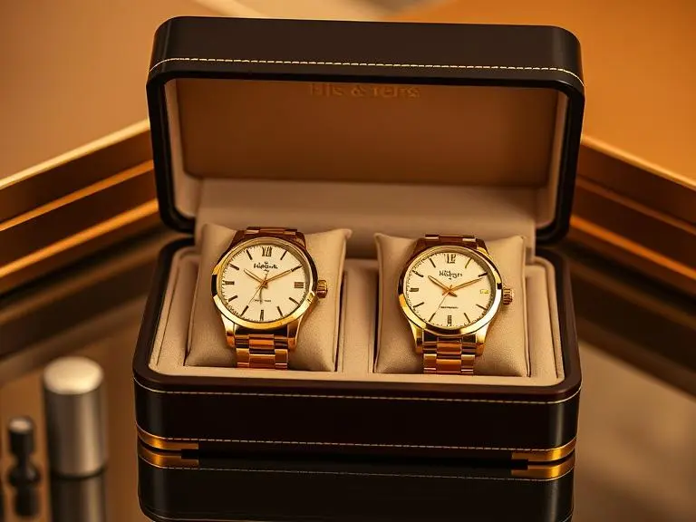 Couples Gold Tone Watch Set