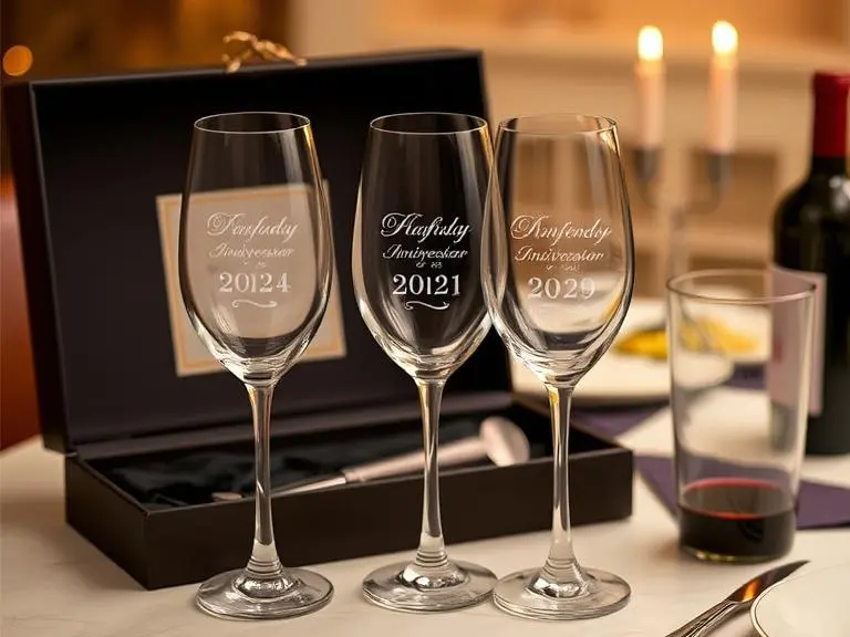 Pair of Diamond Engraved Wine Glasses