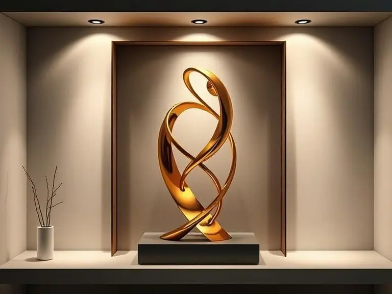 Gold-Tone Abstract Sculpture Decor