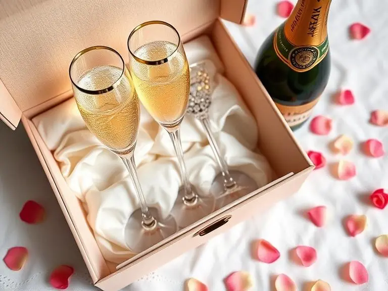 Silver-Rimmed Crystal Champagne Flutes