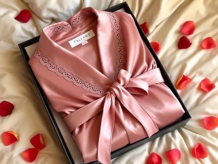 Lace-Trimmed Silk Robe