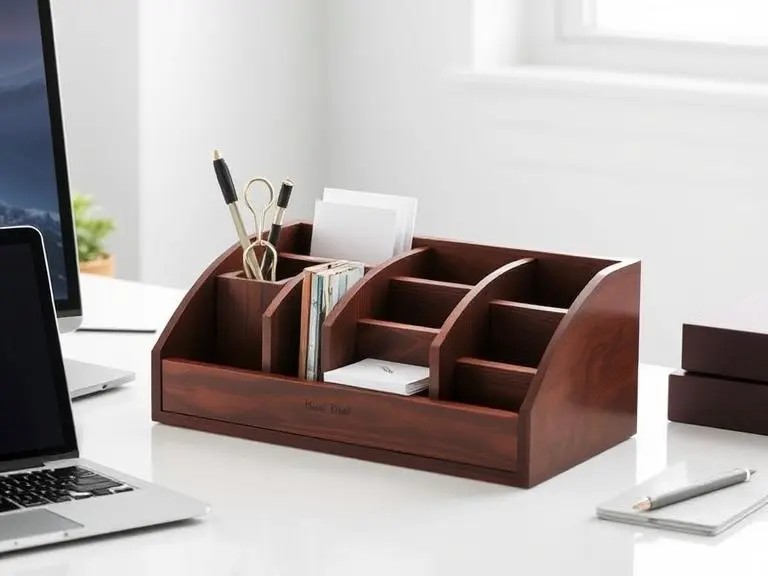 Wood Desk Organizer Pen Holder