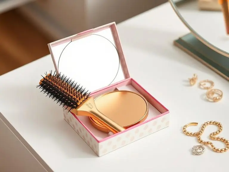 Travel Hairbrush Mirror Gift Set