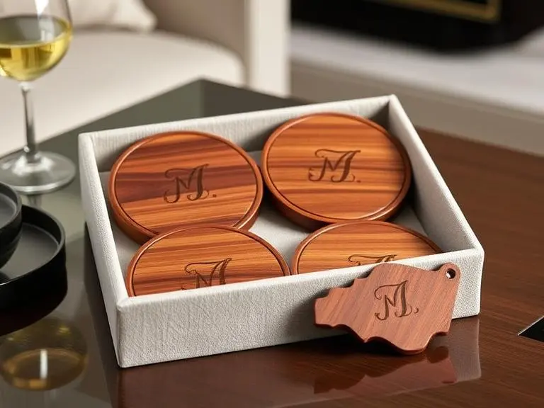 Custom Engraved Wood Coaster Set