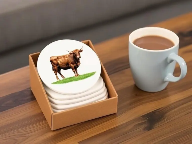 Highland Cow Absorbent Drink Coasters Set