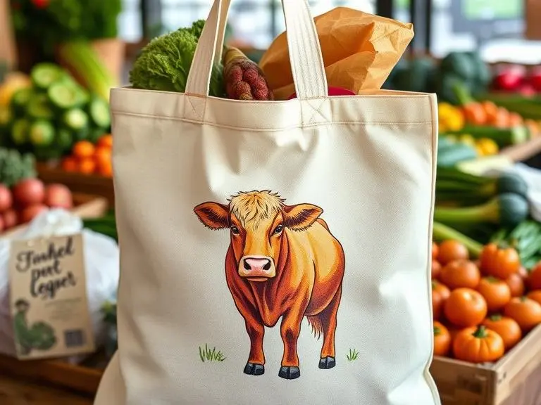 Reusable Highland Cow Canvas Tote Bag