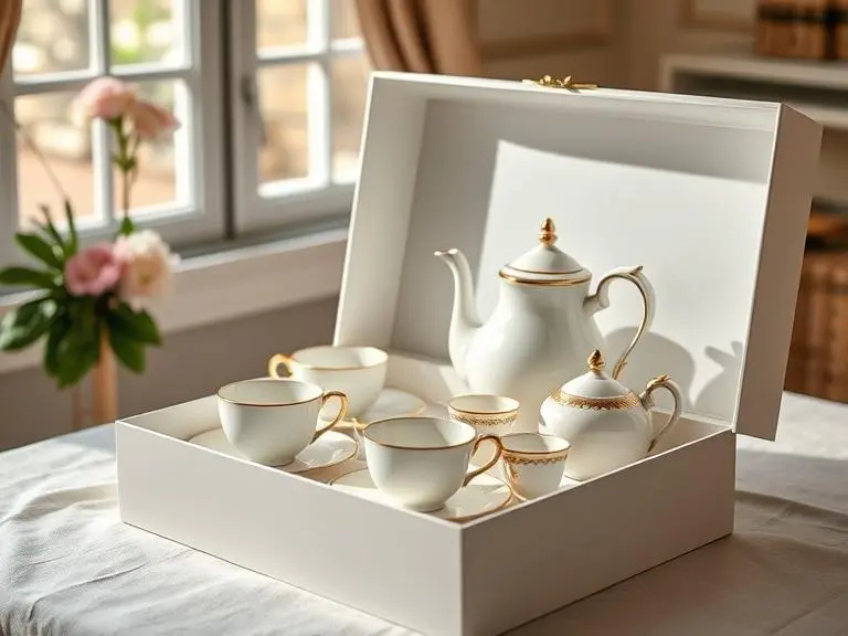 Porcelain Tea Set with Gold Trim