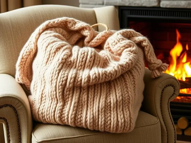 Chunky Knitted Wool Throw Blanket