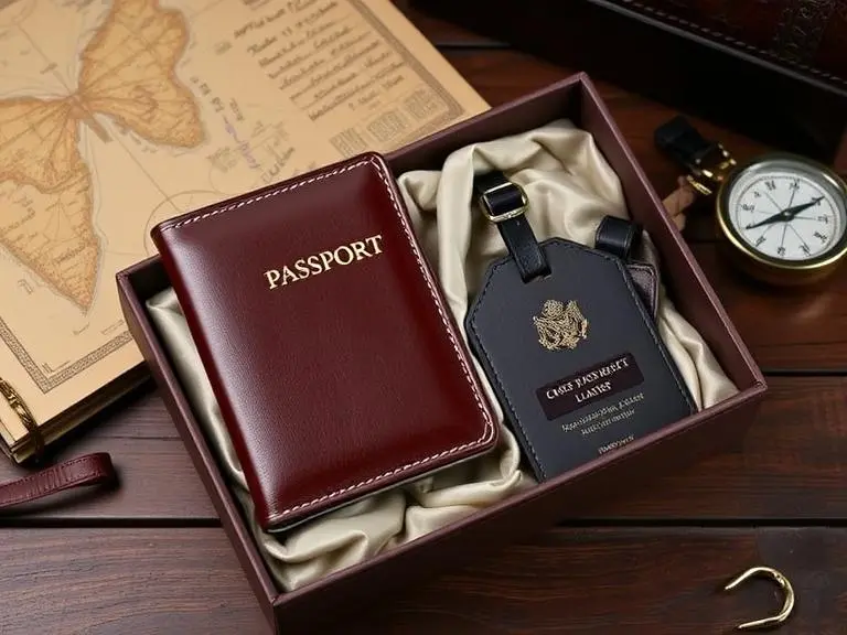 High-quality leather travel passport holder