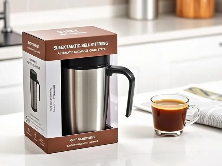 Automatic self-stirring coffee mug with lid