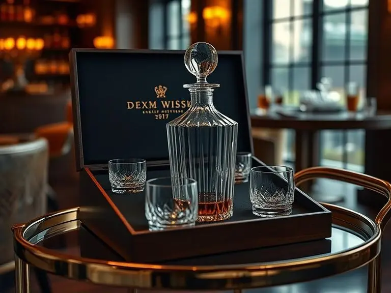 Whiskey decanter and glasses set crystal