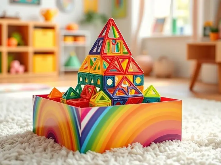 Magnetic building tiles set