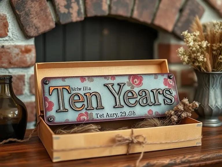 Engraved 'Ten Years' tin metal sign