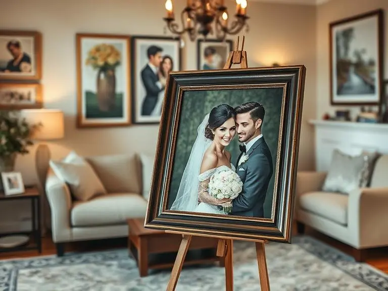 Custom portrait from wedding photo