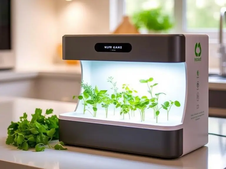Smart indoor herb garden kit with LED grow light