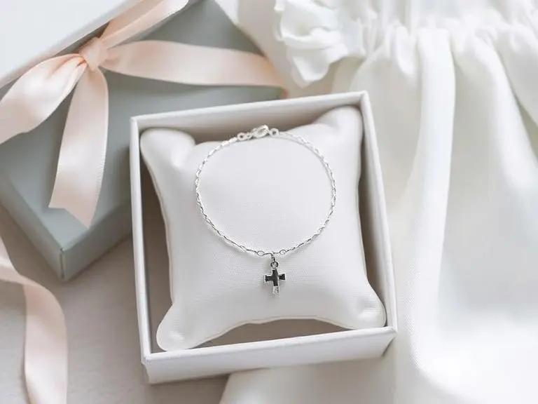 Sterling Silver Baby Bracelet with Cross Charm