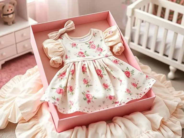 Newborn Girl Floral Dress Headband Set