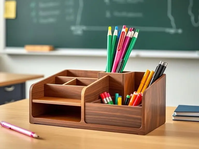 Wooden Desk Organizer for Teacher