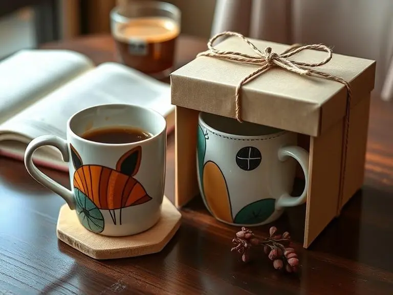 Hand-Painted Ceramic Mug and Coaster Set